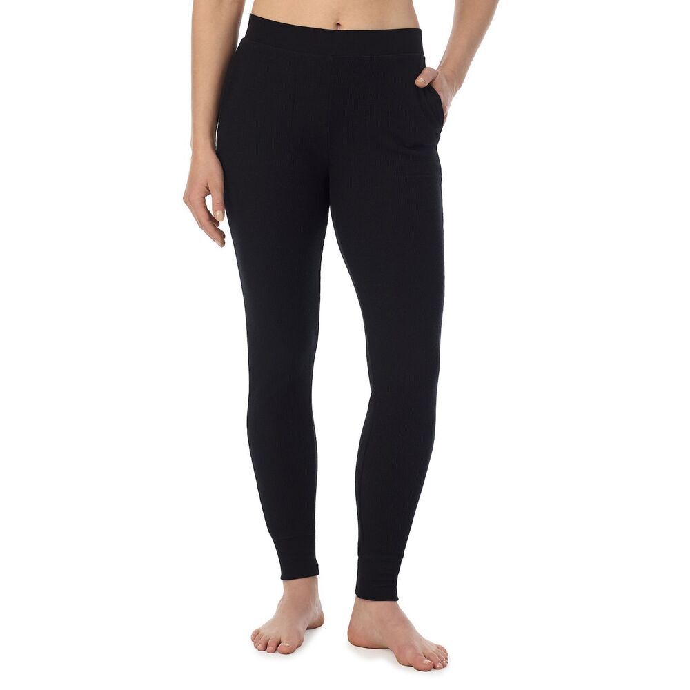 Cuddl Duds Women's Black Cozy Stretch Thermal Leggings M
